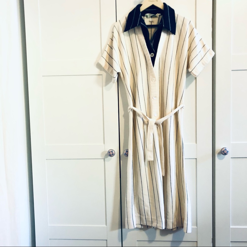 Preppy Vintage Gino Paoli knit polo striped dress wool